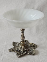 Image 1 of Milk Glass Floral Compote