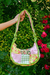 Image 1 of Shojo Princess Patch Bag (Green + Pink Rose Garden)