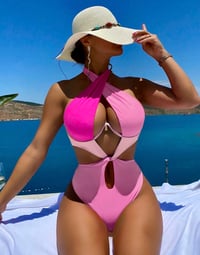 Image 1 of Pink one piece bathing suit 