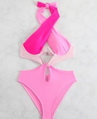 Image 3 of Pink one piece bathing suit 