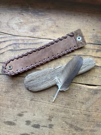 Image 2 of Handcrafted Cowhide Cuff Bracelet | Hand-Laced Leather | Snap Closure 