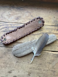 Image 2 of Handcrafted Cowhide Cuff Bracelet | Hand-Laced Leather | Snap Closure  (small)