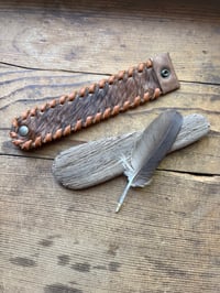 Image 1 of Copy of Handcrafted Cowhide Cuff Bracelet | Hand-Laced Leather | Snap Closure  (medium))