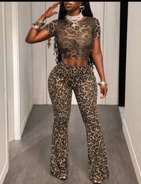 Image 1 of Wild Leopard Print 2-Piece Pant Set
