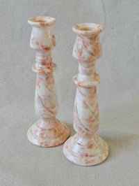 Image 1 of Pink Stone Column Taper Holders Set