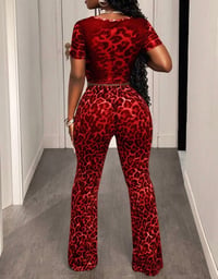 Image 2 of Wild Flame Leopard Print Two-Piece Flare Pants Set