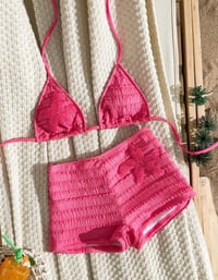 Image 2 of Pink Starfish Ruffle Bikini & Cover-Up Shorts Set