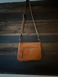 Image 3 of Pendleton & Cowhide Crossbody Bag | Vintage Silver Turquoise Concho | Leather Fringe