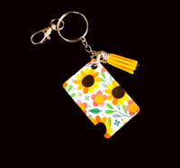 Image 3 of Handmade Fun Floral Wooden Bookmark and Keychain Set, gift, reading, book, key
