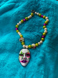 Image 1 of Neon Green Beaded Whimsiclown Choker