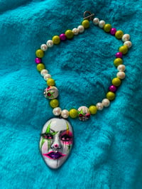 Image 2 of Neon Green Beaded Whimsiclown Choker