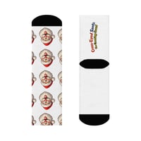 Image 1 of Cross-Eyed Santa Face Crew Socks