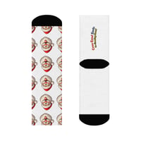 Image 2 of Cross-Eyed Santa Face Crew Socks