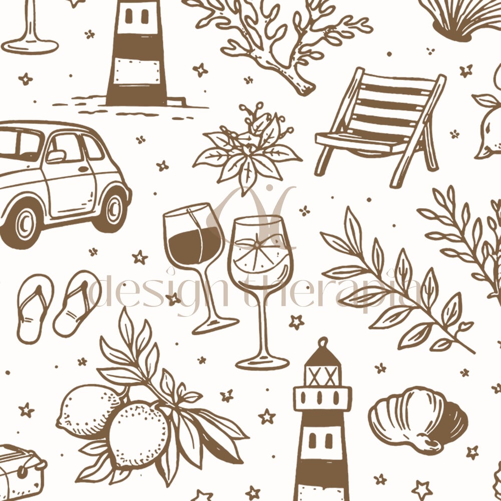 Image of Coastal Summer, Ochre - Self-adhesive Wallpaper