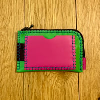 Image 2 of Cartera-tarjetero verde y rosa 
