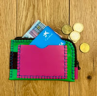 Image 5 of Cartera-tarjetero verde y rosa 