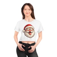 Image 3 of Cross-Eyed Santa Head Crop Tee 