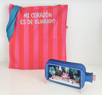 Tote bag Mi corazón es de guarapo rojo y fucsia