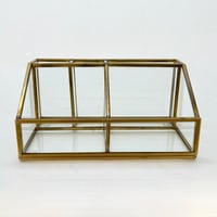 Image 5 of Organisateur de bureau vintage en laiton et verre - Boîte de rangement cosmétique laiton et verre