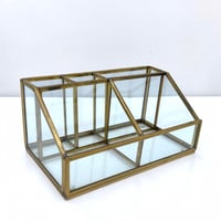 Image 4 of Organisateur de bureau vintage en laiton et verre - Boîte de rangement cosmétique laiton et verre