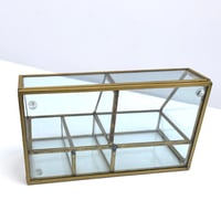 Image 13 of Organisateur de bureau vintage en laiton et verre - Boîte de rangement cosmétique laiton et verre