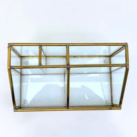 Image 12 of Organisateur de bureau vintage en laiton et verre - Boîte de rangement cosmétique laiton et verre