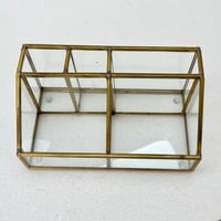 Image 8 of Organisateur de bureau vintage en laiton et verre - Boîte de rangement cosmétique laiton et verre