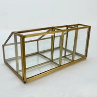 Image 9 of Organisateur de bureau vintage en laiton et verre - Boîte de rangement cosmétique laiton et verre