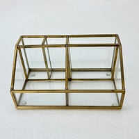 Image 10 of Organisateur de bureau vintage en laiton et verre - Boîte de rangement cosmétique laiton et verre