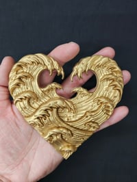 Image 2 of Sea Love Heart Wall Art Decor Gold Plaque Shabby Chic Gothic Ornate Gift Waves