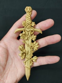 Image 1 of Mini Sword Wall Art Decor Gold Plaque Shabby Chic Gothic Ornate Gift Flower