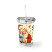 Image 1 of Sip Sip Hooray! Santa Acrylic Tumbler — Cup with Straw