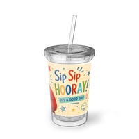 Image 2 of Sip Sip Hooray! Santa Acrylic Tumbler — Cup with Straw