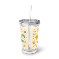 Image 4 of Sip Sip Hooray! Santa Acrylic Tumbler — Cup with Straw