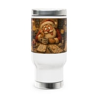 Image 1 of Cross-Eyed Santa Travel Mug – 14oz Stainless Steel Tumbler with Handle