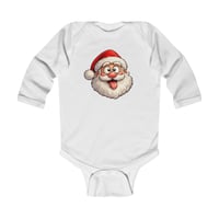 Image 1 of Infant Bodysuit — Cross-Eyed Santa Face Baby Onesie
