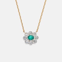 Image 1 of EMERALD AND DIAMOND HALO NECKLACE