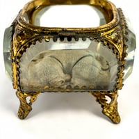 Image 9 of Ancienne boîte à bijoux en laiton et verre biseauté Napoléon III fin XIXe