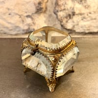 Image 2 of Ancienne boîte à bijoux en laiton et verre biseauté Napoléon III fin XIXe