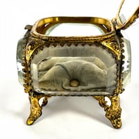 Image 8 of Ancienne boîte à bijoux en laiton et verre biseauté Napoléon III fin XIXe