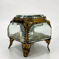 Image 5 of Ancienne boîte à bijoux en laiton et verre biseauté Napoléon III fin XIXe