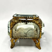 Image 6 of Ancienne boîte à bijoux en laiton et verre biseauté Napoléon III fin XIXe