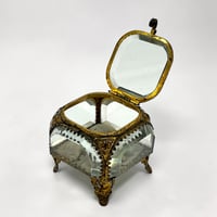 Image 3 of Ancienne boîte à bijoux en laiton et verre biseauté Napoléon III fin XIXe