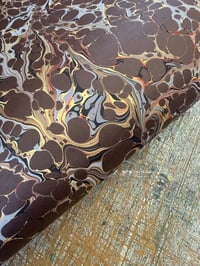 Image 1 of Hand Marbled paper - Veins on Brown x 1