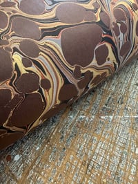 Image 2 of Hand Marbled paper - Veins on Brown x 1