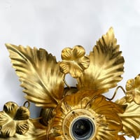 Image 6 of Applique murale fleur en métal doré à la feuille vintage - Applique florentine