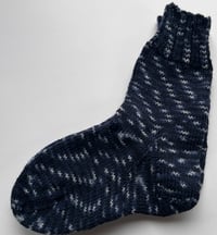 Image 2 of Dark Blue Pure Wool Hand Knitted Socks