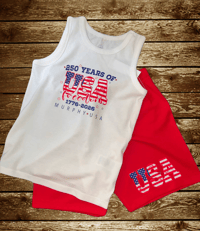 Image 1 of "MURPHY USA" Toddler Tank Set 4T— "250 Years of USA Freedom" Patriotic 1776–2026