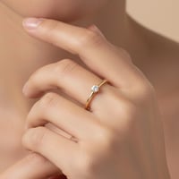 Image 3 of Dainty 9K Gold Solitaire with .05 ct Diamond Stackable Ring - Yellow Gold
