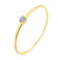 Image 2 of Dainty 9K Gold Solitaire with .05 ct Diamond Stackable Ring - Yellow Gold